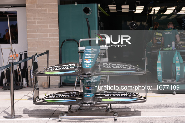 The front wing of the Aston Martin Aramco Cognizant F1 Team AMR24 Mercedes 