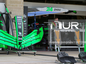 Pit of Stake F1 Team kicks Sauber C44 Ferrari during the Formula 1 Pirelli United States Grand Prix 2024 in Austin, USA, on October 17, 2024...