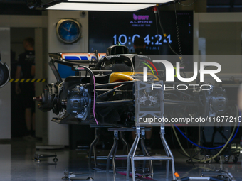 The garage of the BWT Alpine F1 Team A524 Renault is present during the Formula 1 Pirelli United States Grand Prix 2024 in Austin, USA, on O...