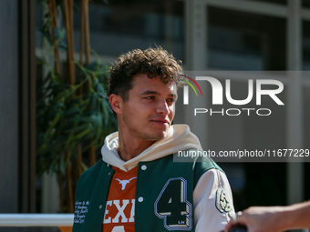 Lando Norris of the UK drives the McLaren F1 Team MCL38 Mercedes during the Formula 1 Pirelli United States Grand Prix 2024 in Austin, USA,...