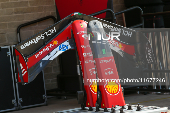 The Scuderia Ferrari SF-24 Ferrari front wing is present during the Formula 1 Pirelli United States Grand Prix 2024 in Austin, USA, on Octob...