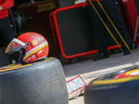 A mechanic helmet is present during the Formula 1 Pirelli United States Grand Prix 2024 in Austin, USA, on October 17, 2024. (