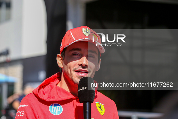 Charles Leclerc of Monaco drives the (16) Scuderia Ferrari SF-24 Ferrari during the Formula 1 Pirelli United States Grand Prix 2024 in Austi...