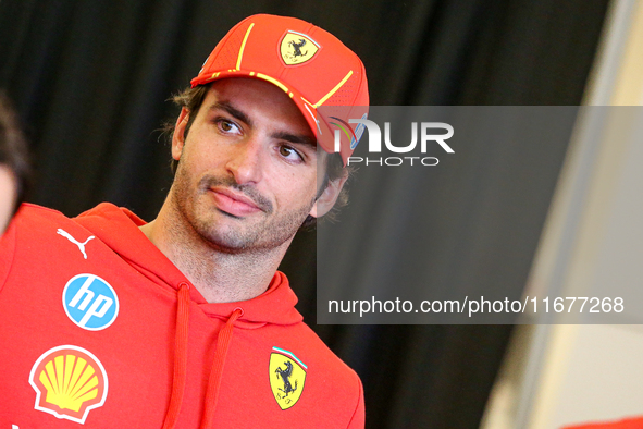 Carlos Sainz Jr. of Spain drives the (55) Scuderia Ferrari SF-24 Ferrari during the Formula 1 Pirelli United States Grand Prix 2024 in Austi...