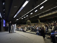 President of Ukraine Volodymyr Zelenskyy addresses a press conference during his visit at the European Council Summit, the EU leaders meetin...