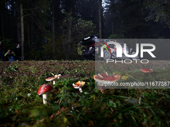 Driver Takamoto Katsuta and co-driver Aaron Johnston of Team Toyota Gazoo Racing WRT, in a Toyota GR Yaris Rally1 Hybrid, face the second da...