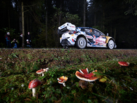 Driver Gregoire Munster and co-driver Louis Louka of the M-Sport Ford World Rally Team in a Ford Puma Rally1 Hybrid face the second day of t...