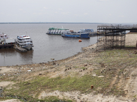 A historic drought occurs on the Negro River, as seen from the port of the city of Manaus, in Manaus, Amazonas, Brazil, on October 13, 2024....