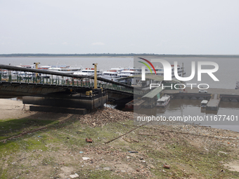 A historic drought occurs on the Negro River, as seen from the port of the city of Manaus, in Manaus, Amazonas, Brazil, on October 13, 2024....