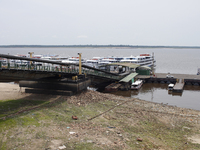 A historic drought occurs on the Negro River, as seen from the port of the city of Manaus, in Manaus, Amazonas, Brazil, on October 13, 2024....