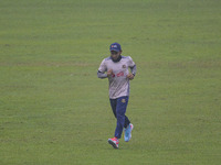 Bangladeshi cricketer Mushfiqur Rahim attends a practice session at the Sher-e-Bangla National Cricket Stadium in Dhaka, Bangladesh, on Octo...