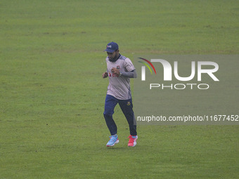 Bangladeshi cricketer Mushfiqur Rahim attends a practice session at the Sher-e-Bangla National Cricket Stadium in Dhaka, Bangladesh, on Octo...