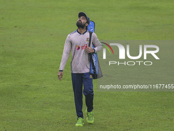 Bangladeshi cricketer Shadman Islam attends a practice session at the Sher-e-Bangla National Cricket Stadium in Dhaka, Bangladesh, on Octobe...