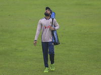 Bangladeshi cricketer Shadman Islam attends a practice session at the Sher-e-Bangla National Cricket Stadium in Dhaka, Bangladesh, on Octobe...