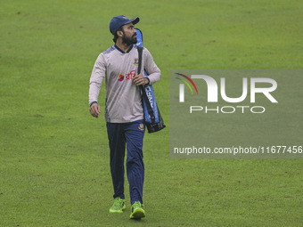 Bangladeshi cricketer Shadman Islam attends a practice session at the Sher-e-Bangla National Cricket Stadium in Dhaka, Bangladesh, on Octobe...