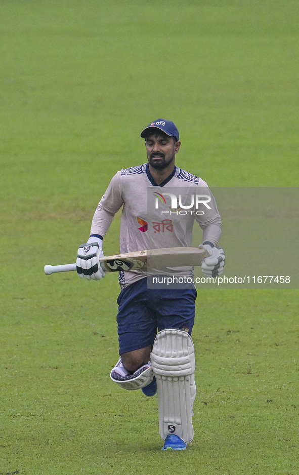 Bangladeshi cricketer Liton Das attends a practice session at the Sher-e-Bangla National Cricket Stadium in Dhaka, Bangladesh, on October 18...