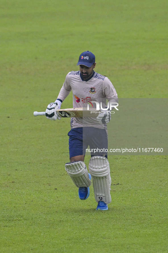 Bangladeshi cricketer Liton Das attends a practice session at the Sher-e-Bangla National Cricket Stadium in Dhaka, Bangladesh, on October 18...