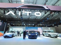 The audience visits the booth of AITO Automotive at the 2024 World Intelligent Connected Vehicle Conference in Beijing, China, on October 18...