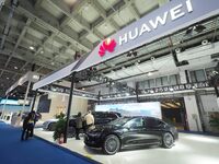 The audience visits the Huawei Automotive booth at the 2024 World Intelligent Connected Vehicle Conference in Beijing, China, on October 18,...