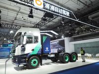 The audience visits the Didi autonomous driving truck at the 2024 World Intelligent Connected Vehicle Conference in Beijing, China, on Octob...