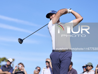 Jorge Campillo of Spain tees off on the 6th hole during the Estrella Damm N.A. Andalucia Masters 2024 at Real Club de Golf Sotogrande in San...