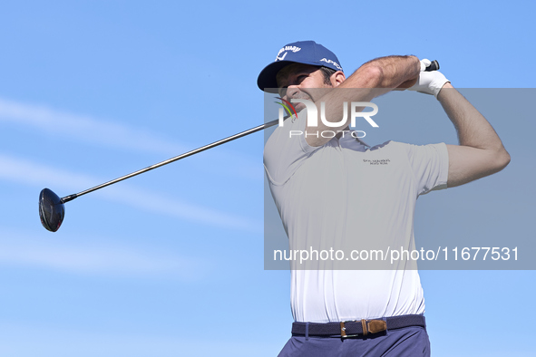 Jorge Campillo of Spain tees off on the 6th hole during the Estrella Damm N.A. Andalucia Masters 2024 at Real Club de Golf Sotogrande in San...