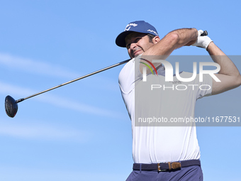 Jorge Campillo of Spain tees off on the 6th hole during the Estrella Damm N.A. Andalucia Masters 2024 at Real Club de Golf Sotogrande in San...