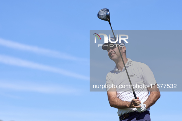 Jorge Campillo of Spain tees off on the 6th hole during the Estrella Damm N.A. Andalucia Masters 2024 at Real Club de Golf Sotogrande in San...