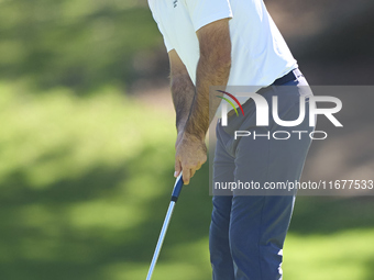 Jorge Campillo of Spain plays a shot on the 5th green during the Estrella Damm N.A. Andalucia Masters 2024 at Real Club de Golf Sotogrande i...