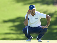 Jorge Campillo of Spain studies his shot on the 5th green during the Estrella Damm N.A. Andalucia Masters 2024 at Real Club de Golf Sotogran...