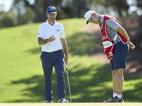 Jorge Campillo of Spain studies his shot on the 5th green during the Estrella Damm N.A. Andalucia Masters 2024 at Real Club de Golf Sotogran...