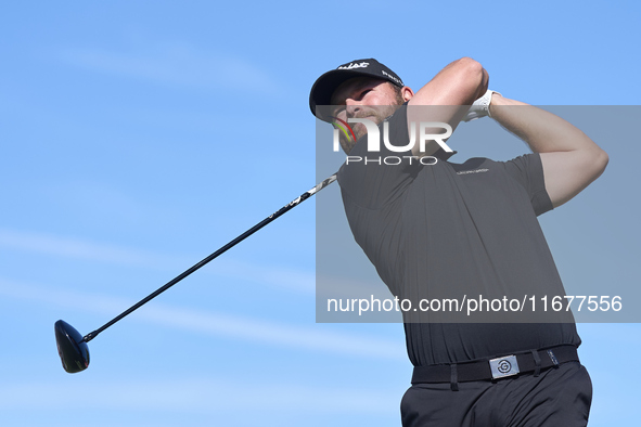 Jordan Smith of England tees off on the 6th hole during the Estrella Damm N.A. Andalucia Masters 2024 at Real Club de Golf Sotogrande in San...