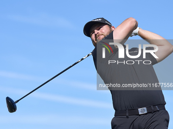 Jordan Smith of England tees off on the 6th hole during the Estrella Damm N.A. Andalucia Masters 2024 at Real Club de Golf Sotogrande in San...