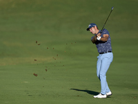 Andrea Pavan of Italy plays his second shot on the 10th hole during the Estrella Damm N.A. Andalucia Masters 2024 at Real Club de Golf Sotog...