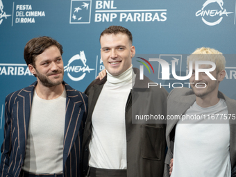 Lorenzo Richelmy and Enrico Inserra attend the ''Fino Alla Fine'' photocall during the 19th Rome Film Festival at Auditorium Parco Della Mus...