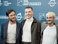 Lorenzo Richelmy and Enrico Inserra attend the ''Fino Alla Fine'' photocall during the 19th Rome Film Festival at Auditorium Parco Della Mus...