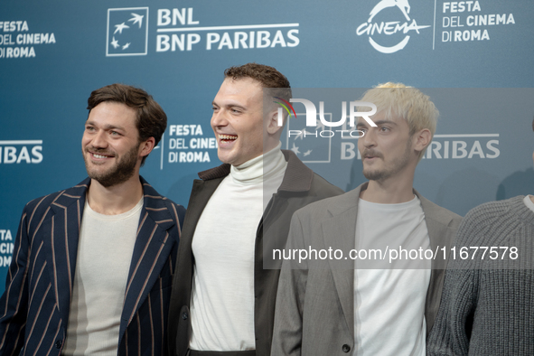 Lorenzo Richelmy and Enrico Inserra attend the ''Fino Alla Fine'' photocall during the 19th Rome Film Festival at Auditorium Parco Della Mus...