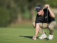 Daniel Hillier of New Zealand studies his shot on the 10th green on day two of the Estrella Damm N.A. Andalucia Masters 2024 at Real Club de...