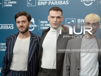 Lorenzo Richelmy and Enrico Inserra attend the ''Fino Alla Fine'' photocall during the 19th Rome Film Festival at Auditorium Parco Della Mus...