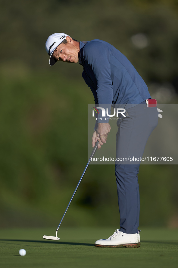 Thorbjorn Olesen of Denmark plays a shot on the 10th green on day two of the Estrella Damm N.A. Andalucia Masters 2024 at Real Club de Golf...