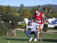 Victor Perez of France studies his shot on the 10th green during the Estrella Damm N.A. Andalucia Masters 2024 at Real Club de Golf Sotogran...