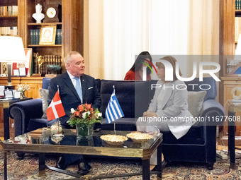 Grand Master and head of the Sovereign Military Order of Malta, Fra' John Timothy Dunlap (L), meets with the President of Greece, Katerina S...