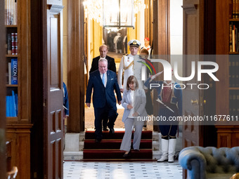 Grand Master and head of the Sovereign Military Order of Malta, Fra' John Timothy Dunlap (L), meets with the President of Greece, Katerina S...