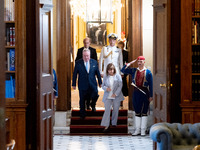 Grand Master and head of the Sovereign Military Order of Malta, Fra' John Timothy Dunlap (L), meets with the President of Greece, Katerina S...