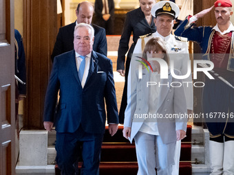 Grand Master and head of the Sovereign Military Order of Malta, Fra' John Timothy Dunlap (L), meets with the President of Greece, Katerina S...