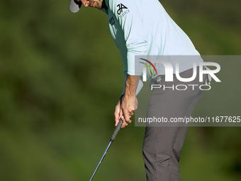 Rafa Cabrera Bello of Spain plays a shot on the 10th green during the Estrella Damm N.A. Andalucia Masters 2024 at Real Club de Golf Sotogra...