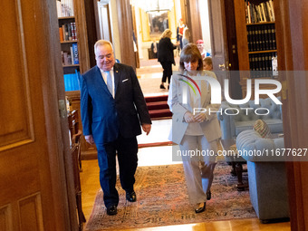 Grand Master and head of the Sovereign Military Order of Malta, Fra' John Timothy Dunlap (L), meets with the President of Greece, Katerina S...