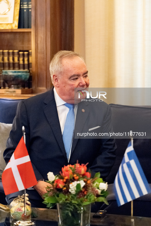 Grand Master and head of the Sovereign Military Order of Malta, Fra' John Timothy Dunlap, meets with the President of Greece, Katerina Sakel...