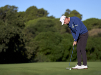 David Puig of Spain plays a shot on the 10th green during the Estrella Damm N.A. Andalucia Masters 2024 at Real Club de Golf Sotogrande in S...