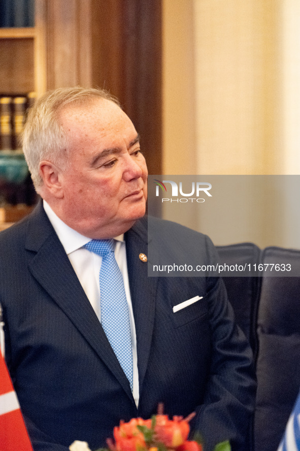 Grand Master and head of the Sovereign Military Order of Malta, Fra' John Timothy Dunlap, meets with the President of Greece, Katerina Sakel...